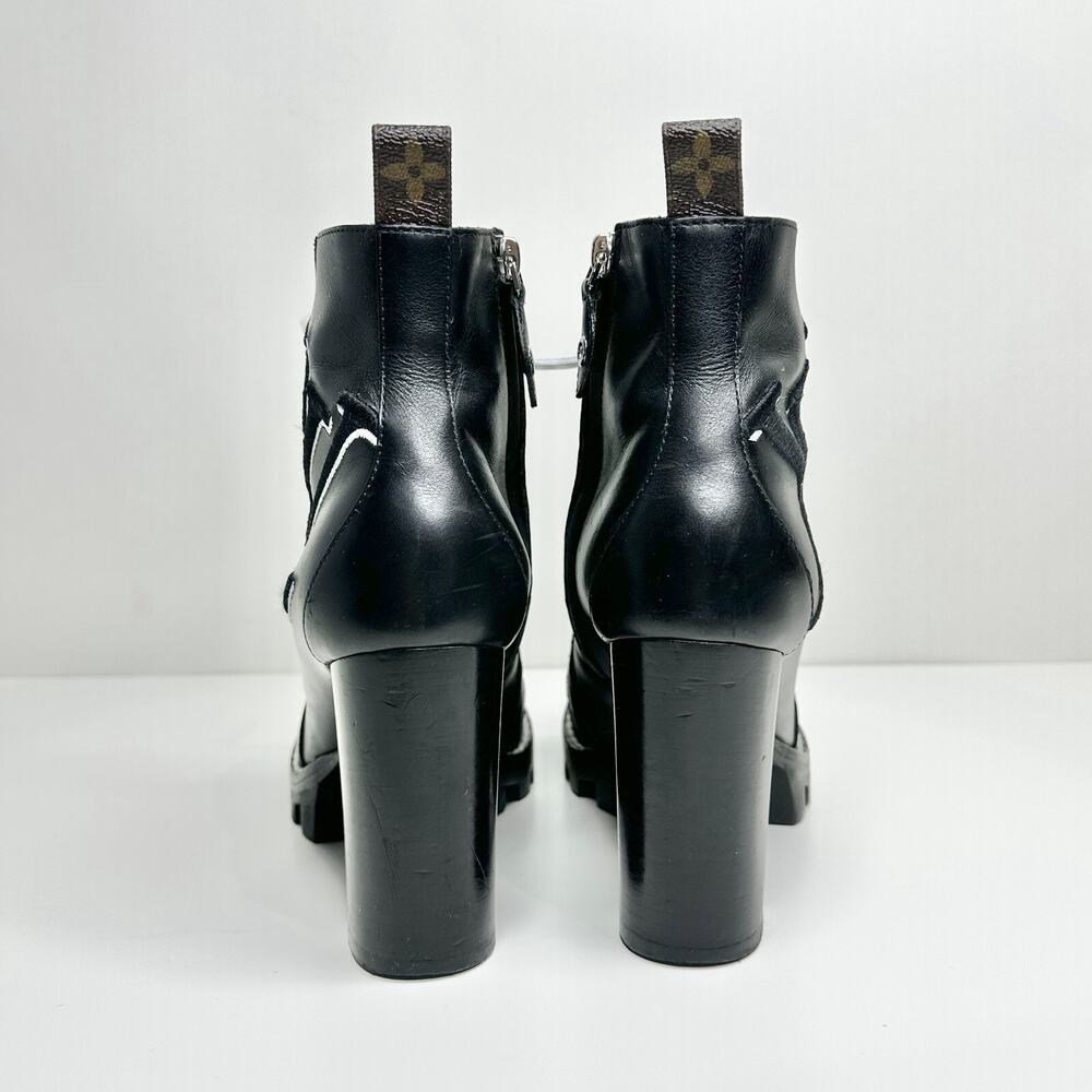 Louis Vuitton Star Trail Logo EU 37 US 7 Lace up Ankle Boots Black Leather - Picture 7 of 10